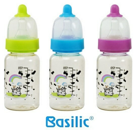貝喜力克 Basilic標準防脹氣PES葫蘆型奶瓶-120ml / S 三色 D100