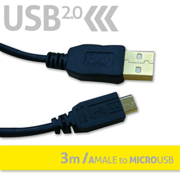 ( 免運費 ) USB 2.0傳輸線-3M 黑色 (Mini5pin/MicroUSB)