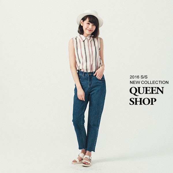 Ｑｕｅｅｎ Ｓｈｏｐ【04010985】波浪鬚邊牛仔褲 S/M/L ＊現貨+預購＊