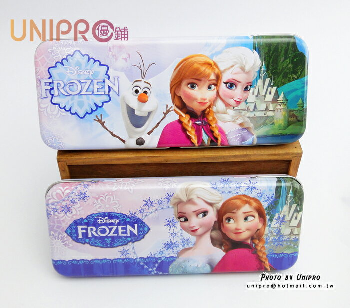 【UNIPRO】迪士尼 冰雪奇緣 FROZEN ELSA ANNA 雪寶 單層鐵製 鉛筆盒 置物盒 開學用品 正版
