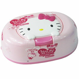 日本限定三麗鷗 Hello Kitty造型 盒裝濕紙巾-內含80枚紙巾 盒子可重複使用