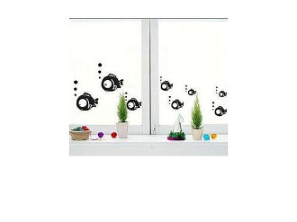 BO雜貨【YP1024】DIY時尚創意家居可愛牆貼 壁貼 璧貼 背景貼 磁磚貼 窗貼-豆豆魚-黑