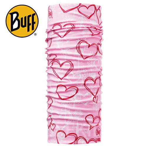 Buff Coolmax -PINK LOVE 兒童頭巾, BF108548 ;防曬透氣頭巾;Coolmax; 蝴蝶魚親子戶外用品館
