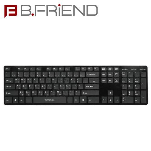 B.FRIEND 三區塊無線鍵盤 2.4G 剪刀腳 黑色 RF1430K-BK