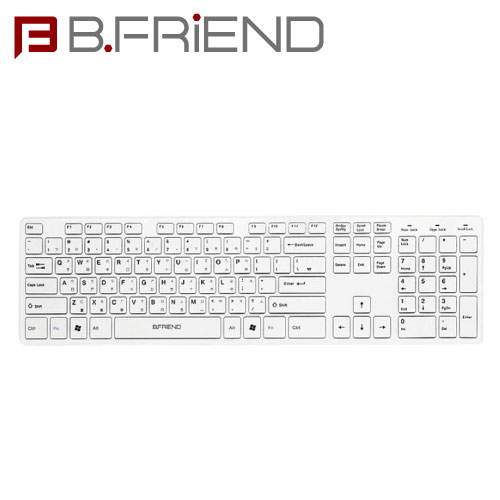 B.FRIEND 三區塊無線鍵盤 2.4G 剪刀腳 白色 RF1430K-WH