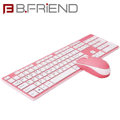 B.FRIEND三區塊無線鍵盤滑鼠組 粉紅色 剪刀腳RF1430PK