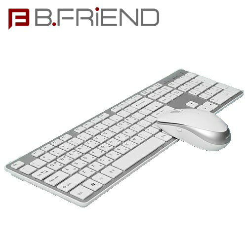 B.FRIEND三區塊無線鍵盤滑鼠組 銀色 剪刀腳RF1430SV  