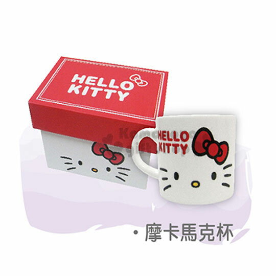 〔小禮堂〕Hello Kitty 新骨瓷摩卡馬克杯《白.大臉》容量430ml