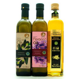 有機亞麻籽油+有機橄欖油+苦茶油組合特價