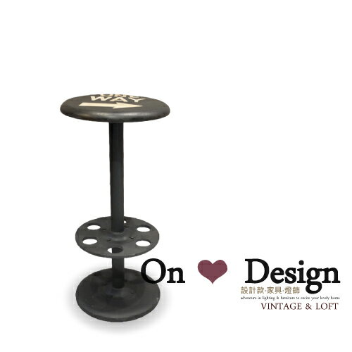 On ♥ Design ❀INDUSTRIAL BAR STOOL 美式鄉村 仿舊 LOFT工業風格 圓形瓶蓋 吧檯椅 - 黑