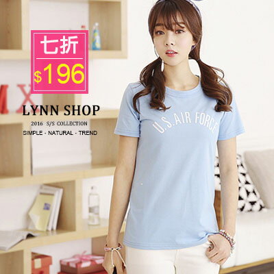 Lynn Shop 【1500100】短袖T恤 簡約字母小清新圓領短袖T恤 2色 預購