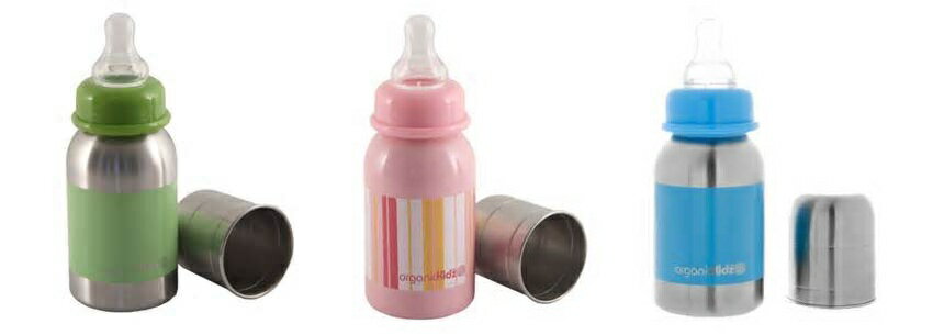 【淘氣寶寶】 organicKidz 窄口不鏽鋼奶瓶 4OZ=120ml (小)