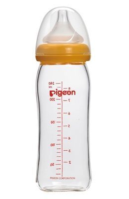 【淘氣寶寶】貝親寬口母乳實感玻璃奶瓶240ml(橘)【保證原廠公司貨】