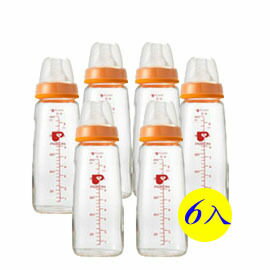 【悅兒樂婦幼用品舘】PIGEON 貝親母乳實感一般口徑玻璃奶瓶240ml-6入