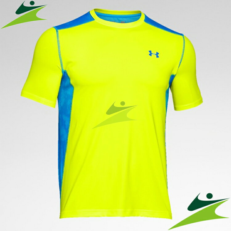 元禾)) UNDER ARMOUR 男 HG Raid圓領短袖上衣 FIT 亮黃/水藍 1257466-733