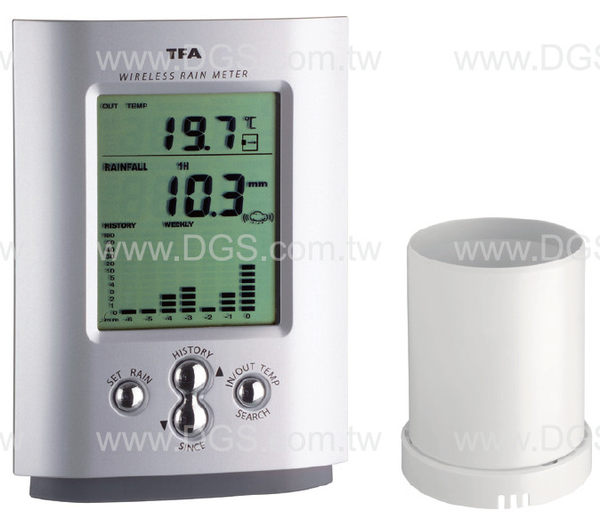 《TFA》無線雨量計MONSUN 附溫度 MONSUN Wireless Rain-Gauge