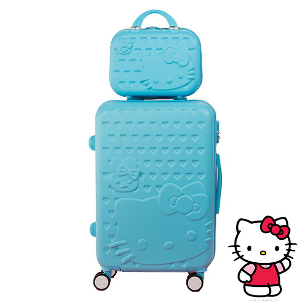 共8色 22吋+14吋 Hello Kitty 登機化妝包 拉桿飛機倫輕量型子母行李箱 (有密碼鎖) 免運 by ［樂活芫創］