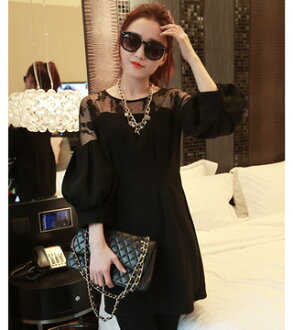 秋季時尚網紗拼接새로운韓味련옷裙(黑色)十天預購+現貨