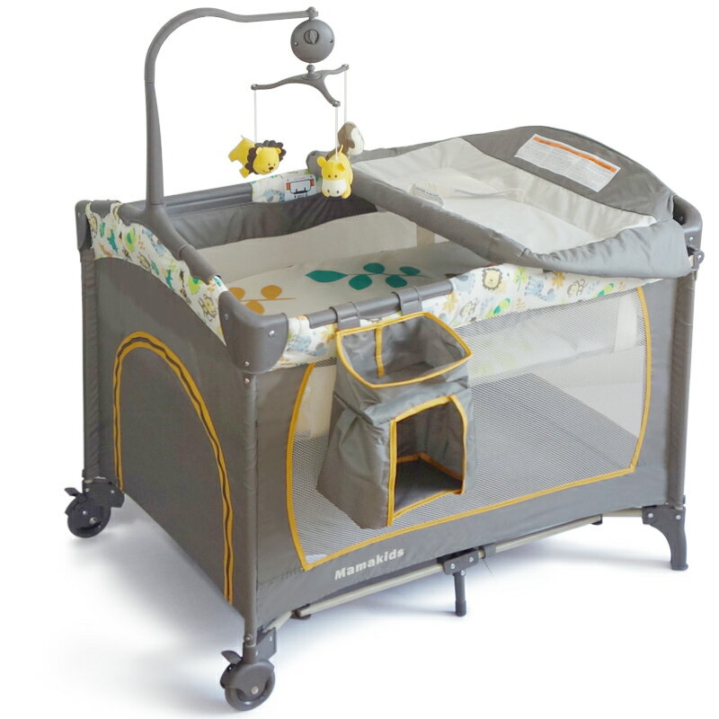 多功能遊戲床 嬰兒床 摺疊床 攜帶嬰兒床 附尿布台 音樂鈴 蚊帳