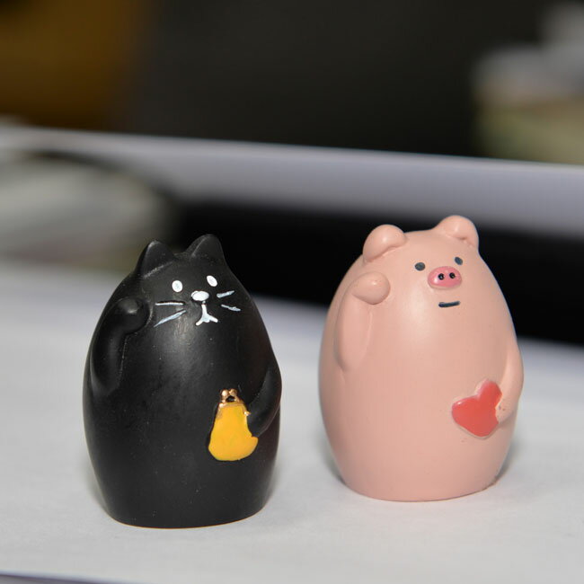 日本concombre 療癒系裝飾小動物 招福的黑貓與小豬可選 日本帶回
