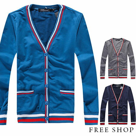 Free Shop【QM88858】日韓版風格合身素色簡約百搭保暖V領針織排釦外套毛衣外套‧三色