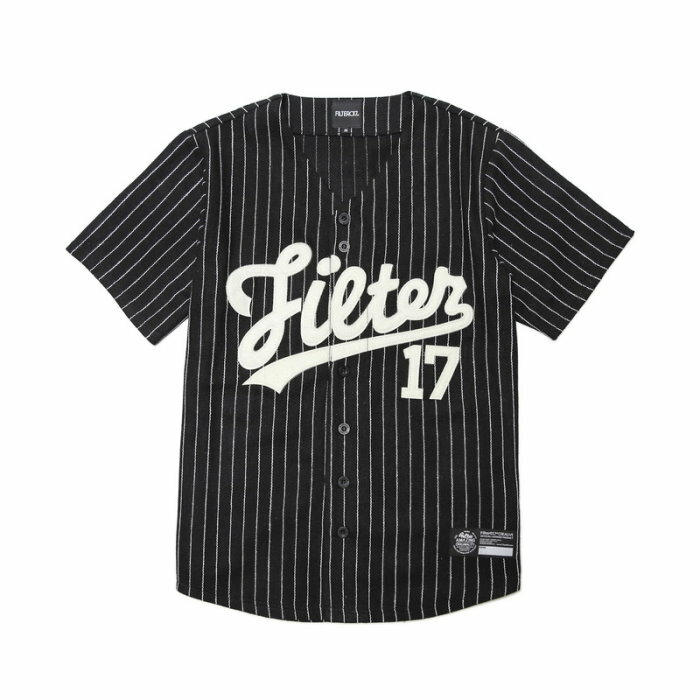 ►法西歐_桃園◄ Filter017 Wool Baseball Shirt 毛料棒球衫 條紋 灰 黑 短袖 棒球球衣 黑色