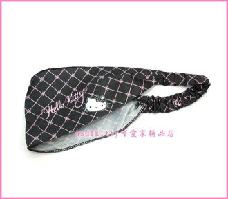 個人用品【asdfkitty】KITTY格子小花鬆緊髮帶-寬面髮帶.做造型佳-2009年絕版正版商品