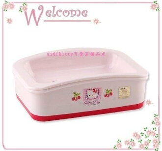 衛浴【asdfkitty可愛家】KITTY肥皂盤-香皂架~有接水盤歐~亮草莓版-韓國製