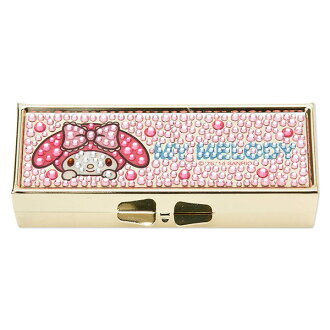文具【asdfkitty可愛家】美樂蒂閃亮亮晶鑽印章盒-附印泥跟備用鑽-日本正版商品