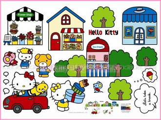asdfkitty可愛家☆kitty開車逛街景大型壁紙-壁貼-牆壁.瓷磚.玻璃.鏡子...都可貼-韓國製