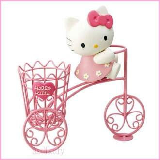 家用【asdfkitty可愛家】KITTY騎三輪車花器/花盆架/裝飾架/擺飾-日本正版商品