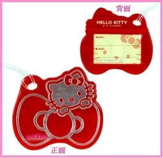 asdfkitty可愛家☆KITTY蝴蝶結反光姓名吊牌/ 行李吊牌/書包/補習袋都可用-香港正版