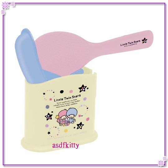 廚房【asdfkitty可愛家】雙子星飯匙架含飯匙-有不沾處理-日本製