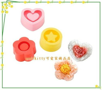 asdfkitty可愛家☆貝印愛心花朵星星造型包餡飯糰模型-正版日本製
