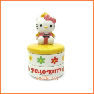 家用【asdfkitty可愛家】KITTY中國風陶瓷雙層收納盒-1998年絕版商品