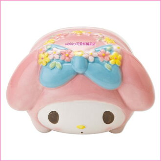 文具【asdfkitty可愛家】美樂蒂小豬造型陶瓷撲滿/存錢筒/儲金箱-日本正版商品