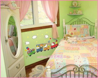 家用【asdfkitty】kitty蒸氣火車夜光大型壁紙-壁貼-牆壁.瓷磚.玻璃.鏡子...都可貼-韓國製