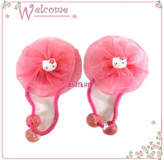 個人 嬰童用品【asdfkitty可愛家】KITTY粉圈小花髮束/髮圈-歐美版正版商品