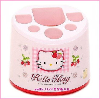 衛浴【asdfkitty可愛家】KITTY圓形牙膏牙刷架-亮草莓版~韓國製~