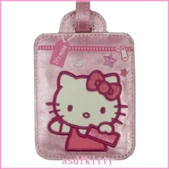 個人【asdfkitty】KITTY銀粉刺繡姓名吊牌-書包/行李箱/補習袋/游泳袋都可掛-香港正版