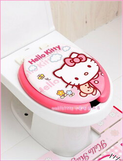asdfkitty可愛家☆KITTY抱小熊U型馬桶蓋-馬桶座 -舒適軟沙發坐墊~韓國製
