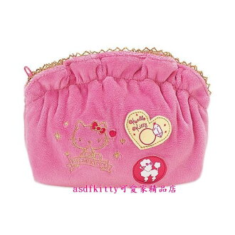 個人用品【asdfkitty可愛家】KITTY大容量化妝包-貴賓狗荷葉邊-拉鍊開口防水布內裏-特價品