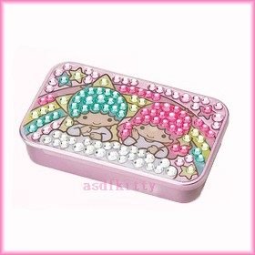 家用【asdfkitty】雙子星彩虹方形亮鑽滑蓋式收納盒/置物盒/隨身藥盒-日本版正版