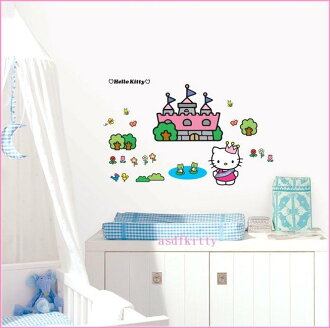asdfkitty可愛家☆KITTY公主城堡大型壁紙-壁貼-牆壁.瓷磚.玻璃.鏡子...都可貼-韓國製