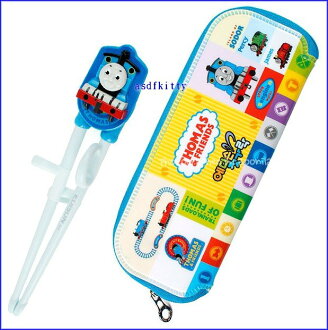 嬰童用品【asdfkitty可愛家】湯瑪士右手用三點式兒童學習筷含外出袋-前端加大好夾取-韓國製