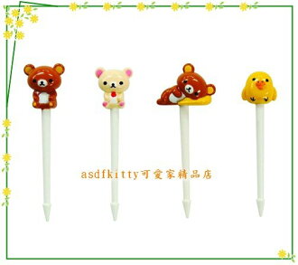 asdfkitty可愛家☆san-x懶懶熊/拉拉熊 白熊懶妹跟小雞食物叉/水果插.三明治叉-日本正版 - 限時優惠好康折扣