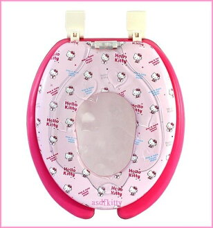 衛浴【asdfkitty可愛家】KITTY透明蓋U型馬桶蓋/馬桶座/兒童輔助坐墊-大人兒童2用型=母子型-韓國製