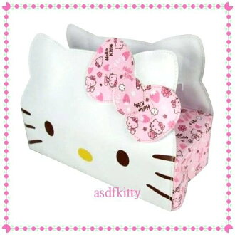 家用【asdfkitty可愛家】KITTY仿皮面紙套-易擦拭好清潔-香港版正版商品