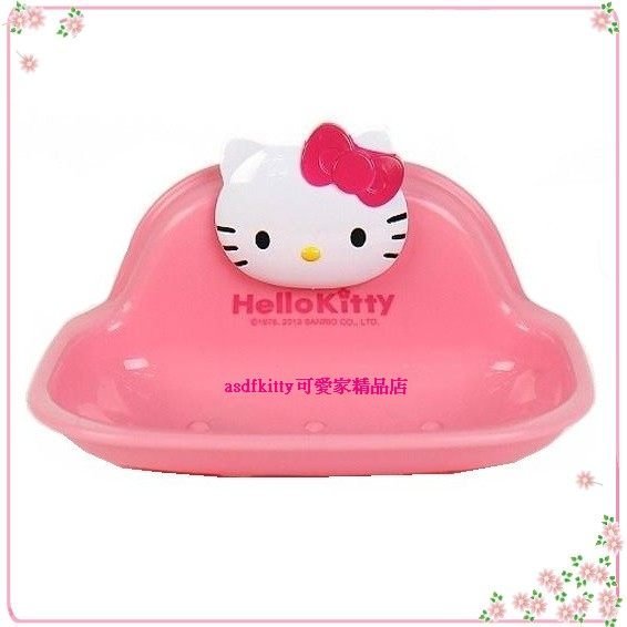 asdfkitty可愛家☆KITTY粉色大臉吸盤式肥皂盤/香皂盤-可放菜瓜布-韓國製