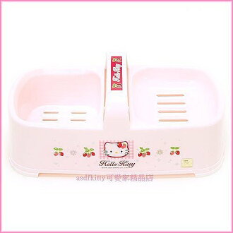 衛浴【asdfkitty】KITTY亮草莓高低肥皂盒-置物籃-香皂架-放洗衣刷菜瓜布-韓國製